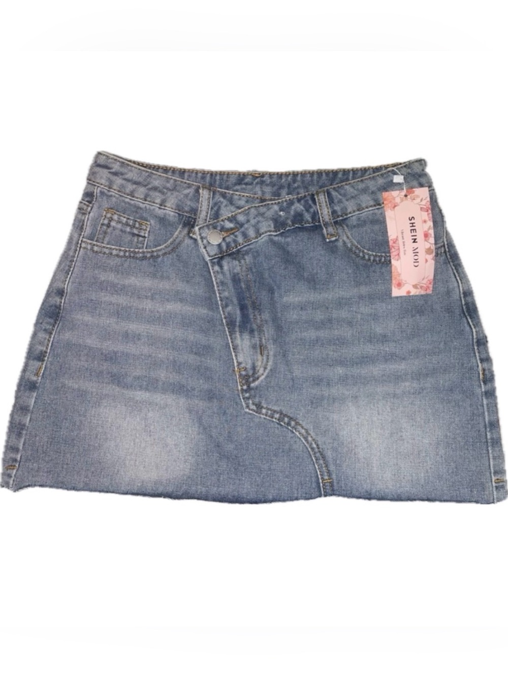 SHEIN Light Blue Asymmetrical Denim Mini Skirt.  New With Tags!